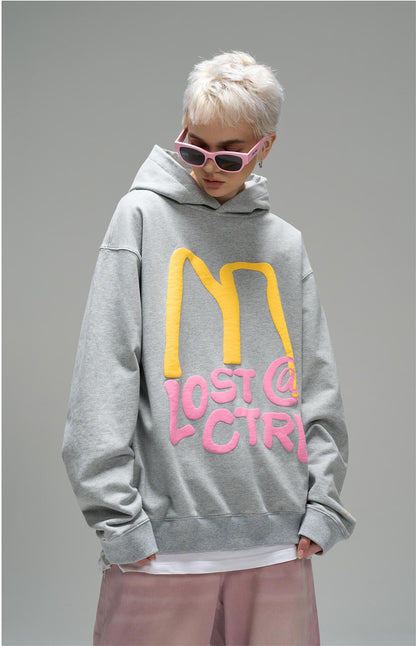 LOSTCTRL M Letter Puff Print Hoodie