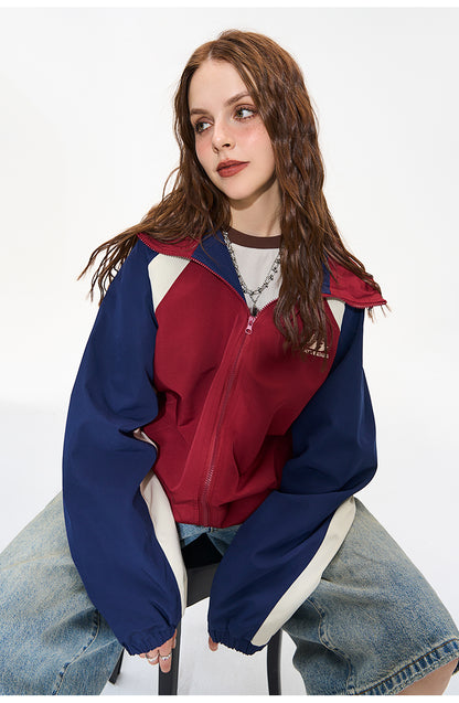 CATTEE Color Block Baseball Hooded Jacket