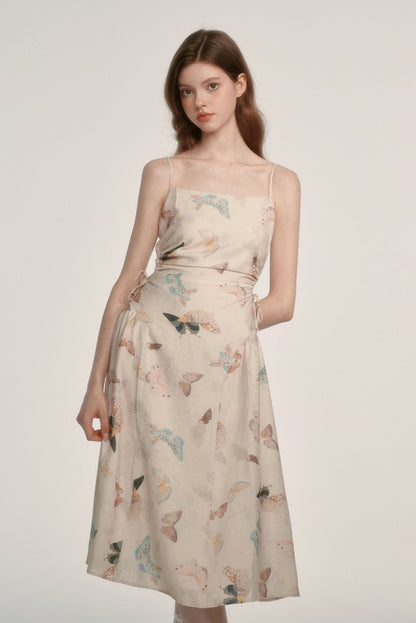 French Style Butterfly Print Cami Dress