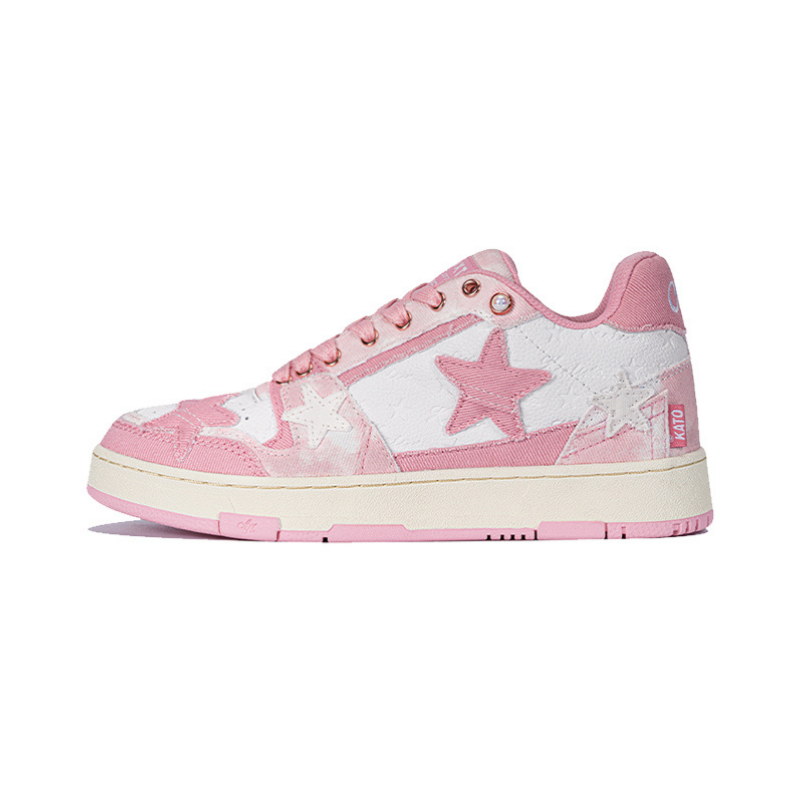 KAALIXTO Pink Denim Star Sneakers