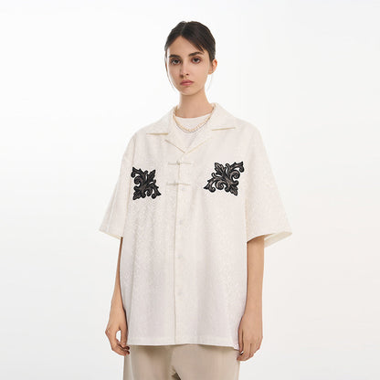 Colorblock Scout Embroidery Oversized Knots Shirt