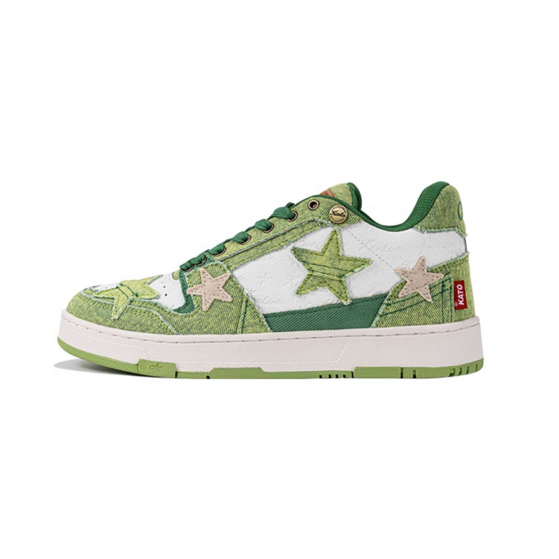 KAALIXTO Avocado Denim Star Sneakers