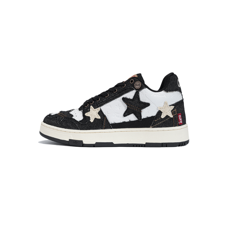 KAALIXTO Black Denim Star Sneakers