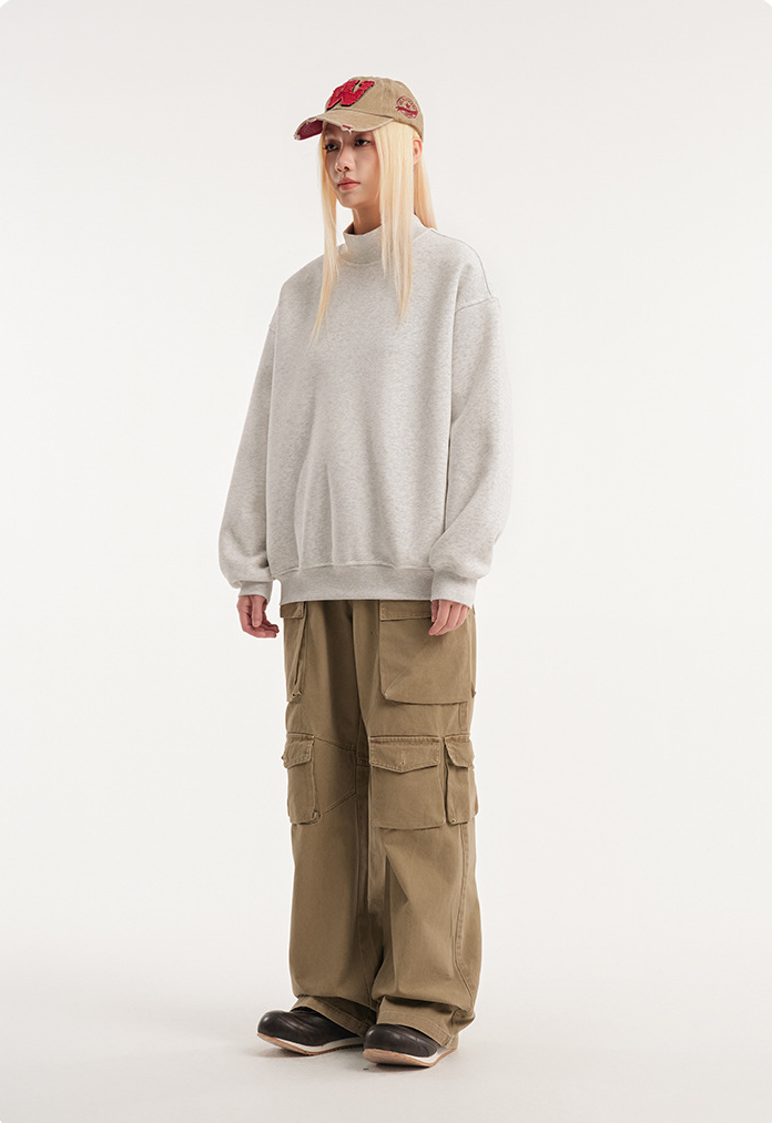 Retro Mock Neck Oversized Sweatshirt