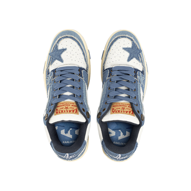 KAALIXTO Blue Denim Star Sneakers