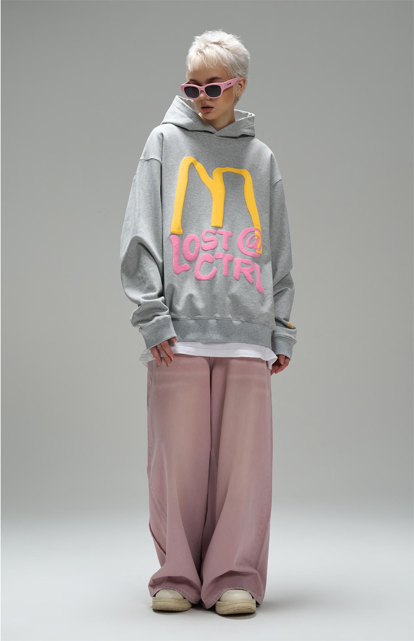 LOSTCTRL M Letter Puff Print Hoodie