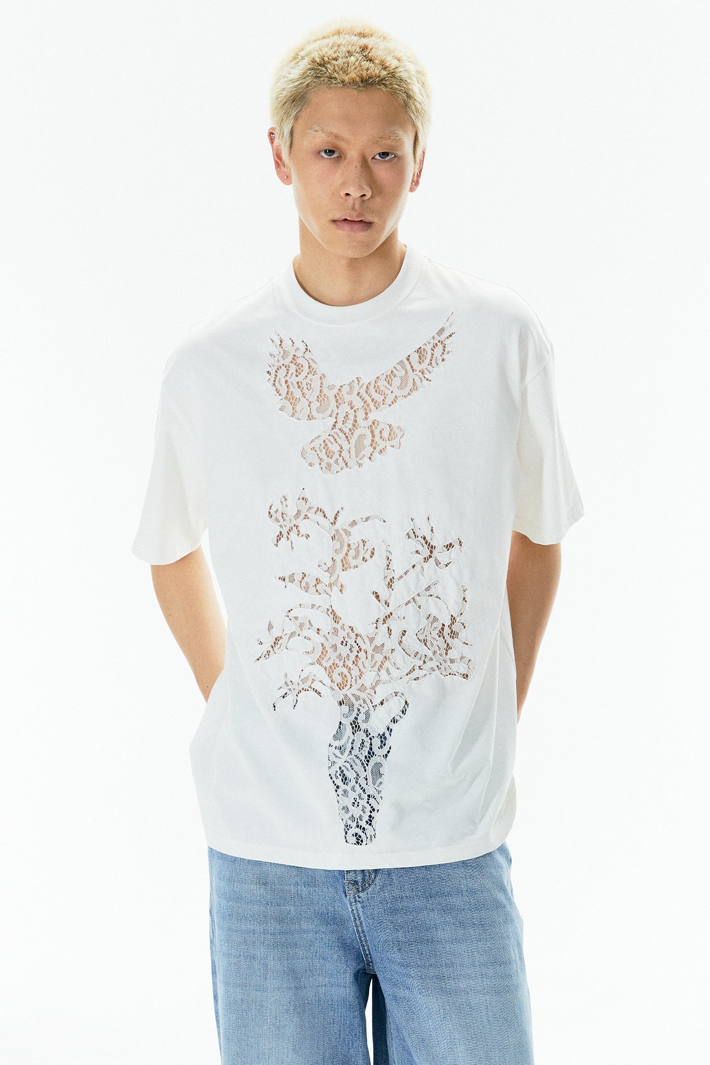 Bird Lace Hollow-out Tee