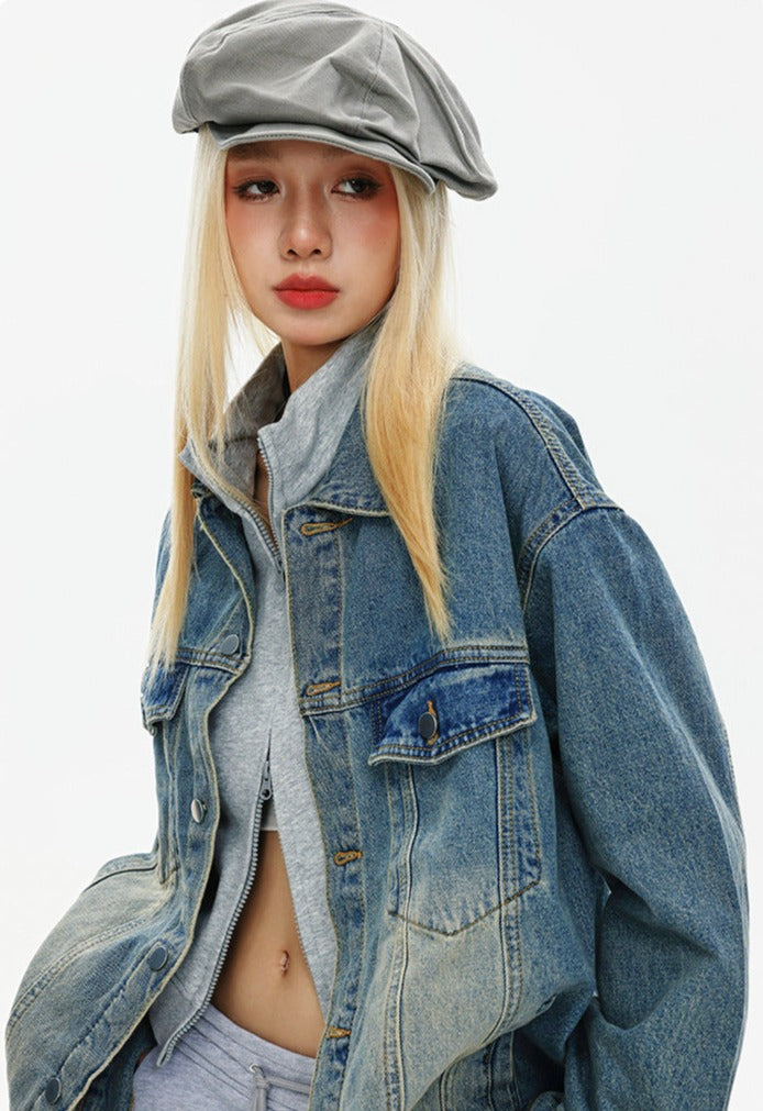 CATTEE Vintage Distressed Denim Jacket