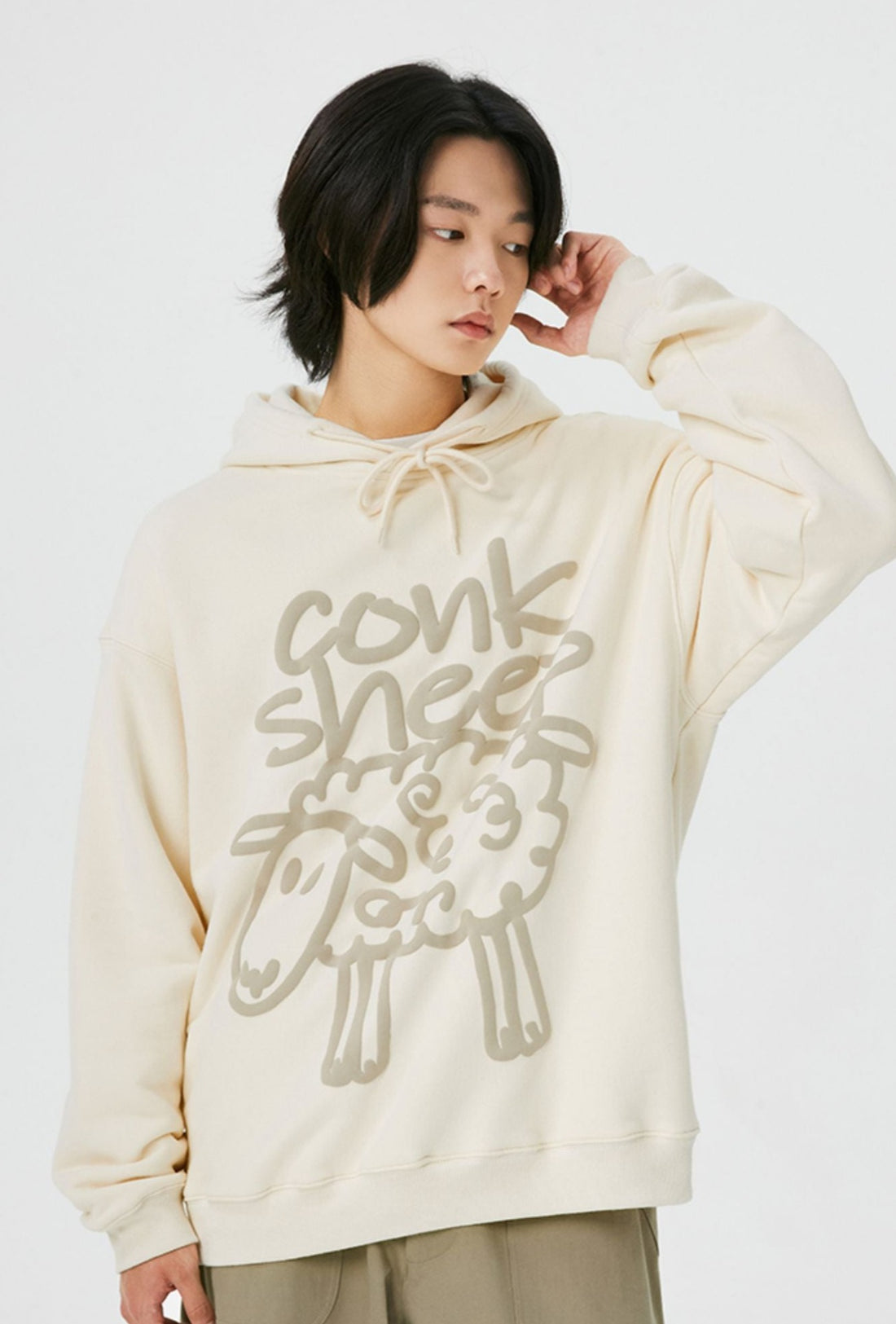 Sheep Puff Print Hoodie