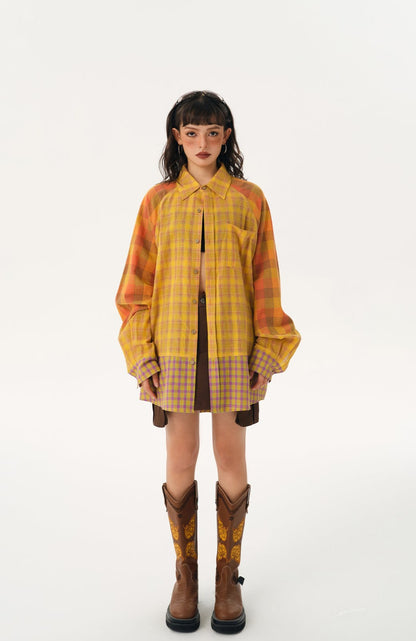 Dopamine Patchwork Plaid Shirt