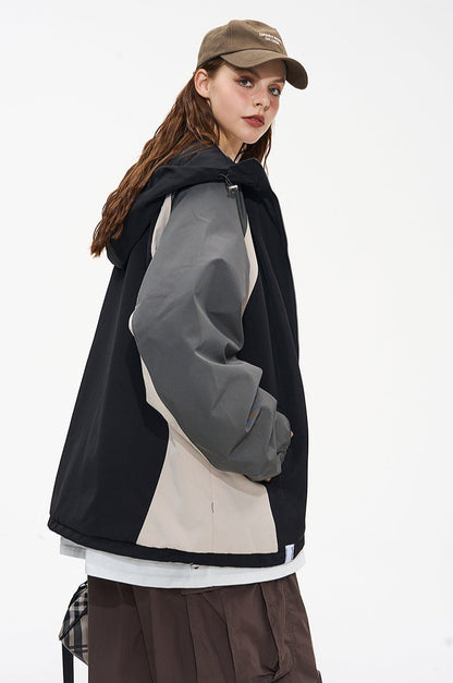 CATTEE Color Block Baseball Hooded Jacket