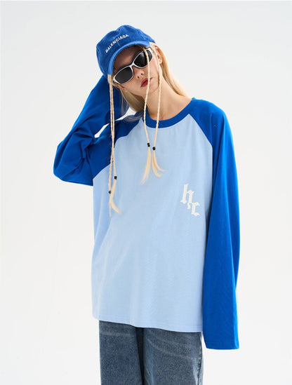 Gothic Letter Logo Drop Shoulder Long Sleeve Tee