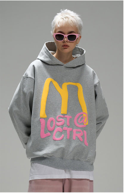 LOSTCTRL M Letter Puff Print Hoodie