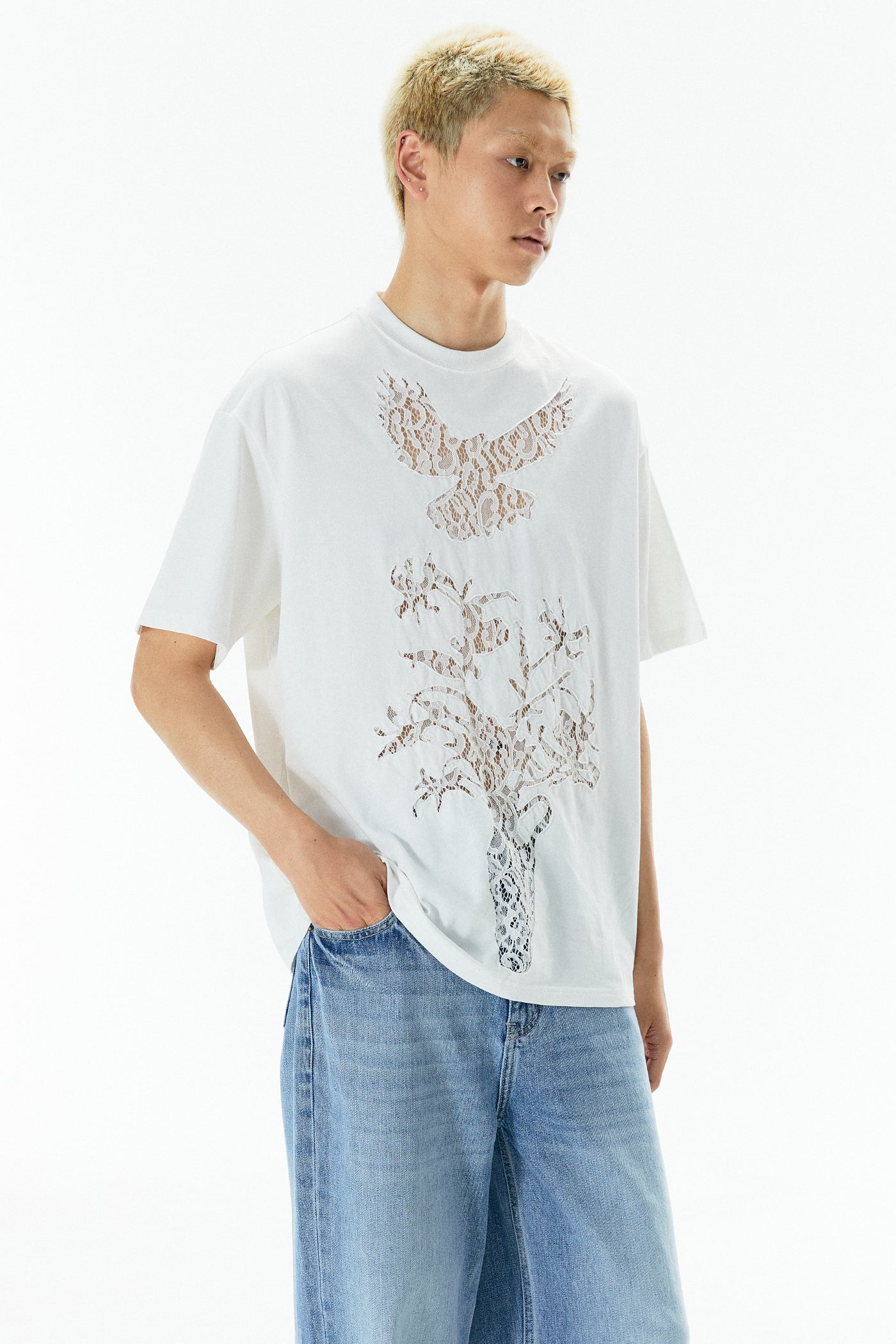 Bird Lace Hollow-out Tee