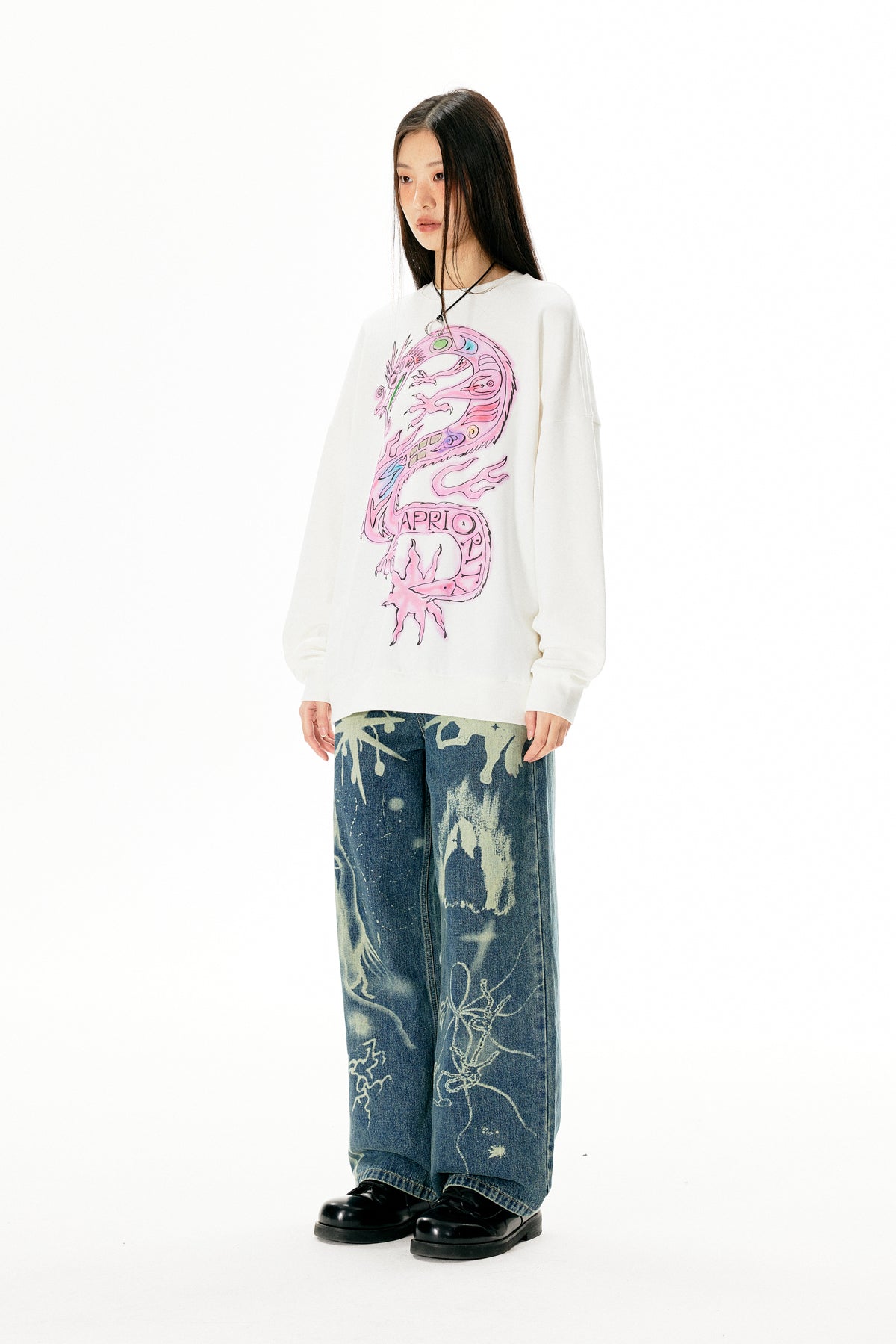 Cartoon Loong Print Sweatshirt