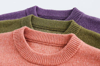 CATTEE Color Block Round Neck Knit Sweater