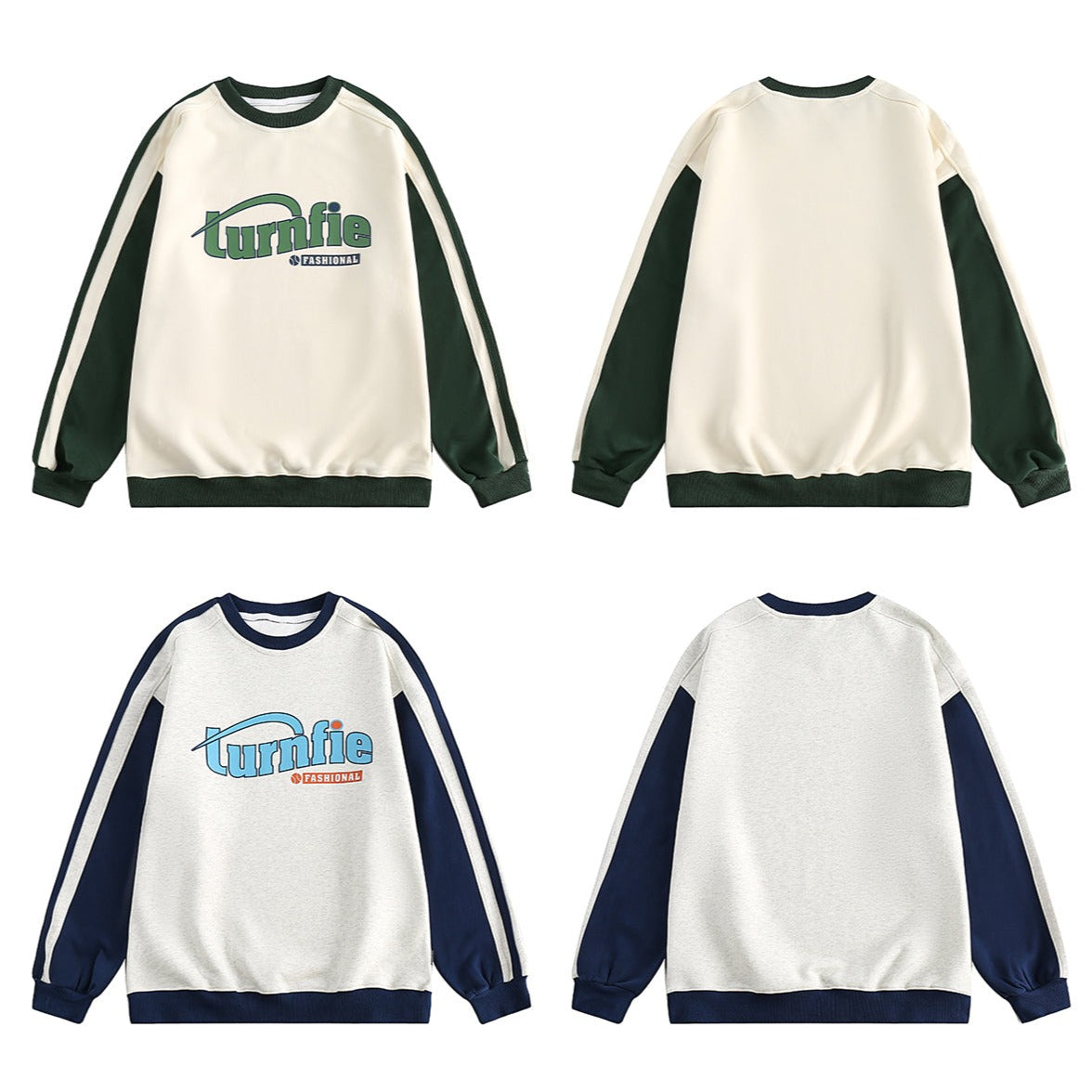 CATTEE Striped Letter Logo Crew Neck Sweatshirt