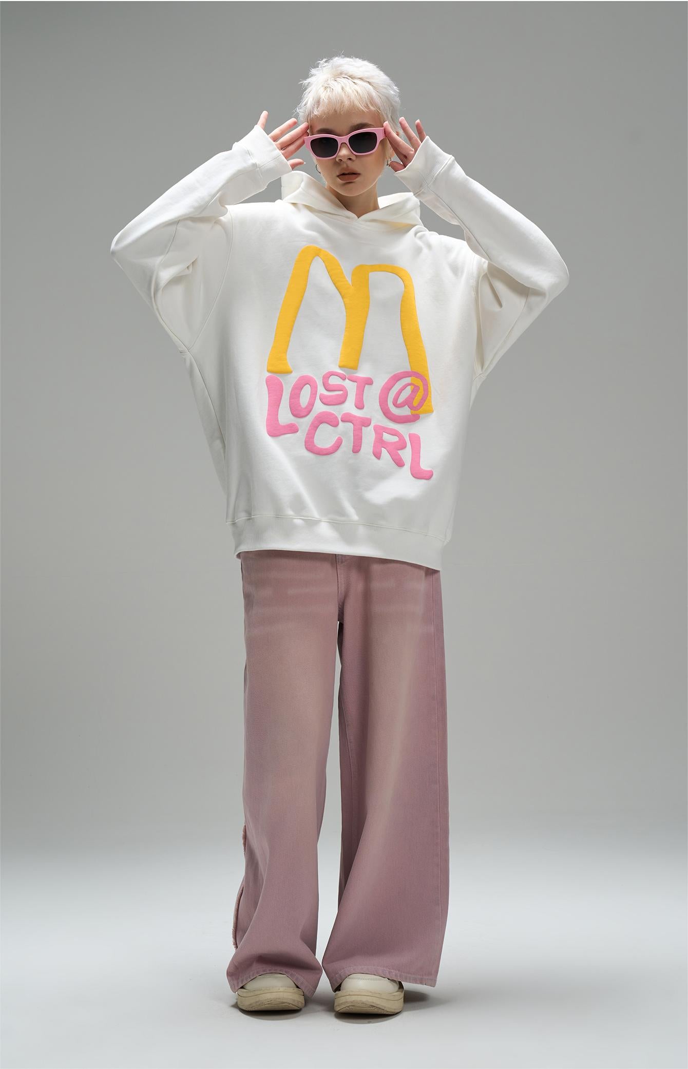 LOSTCTRL M Letter Puff Print Hoodie