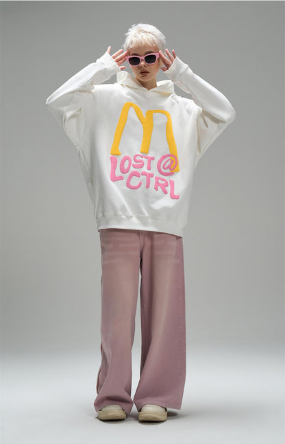 LOSTCTRL M Letter Puff Print Hoodie