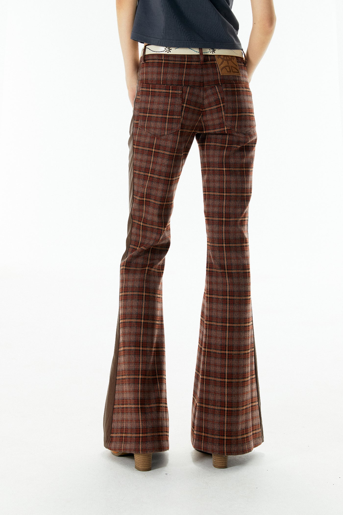 Plaid Flared Pants