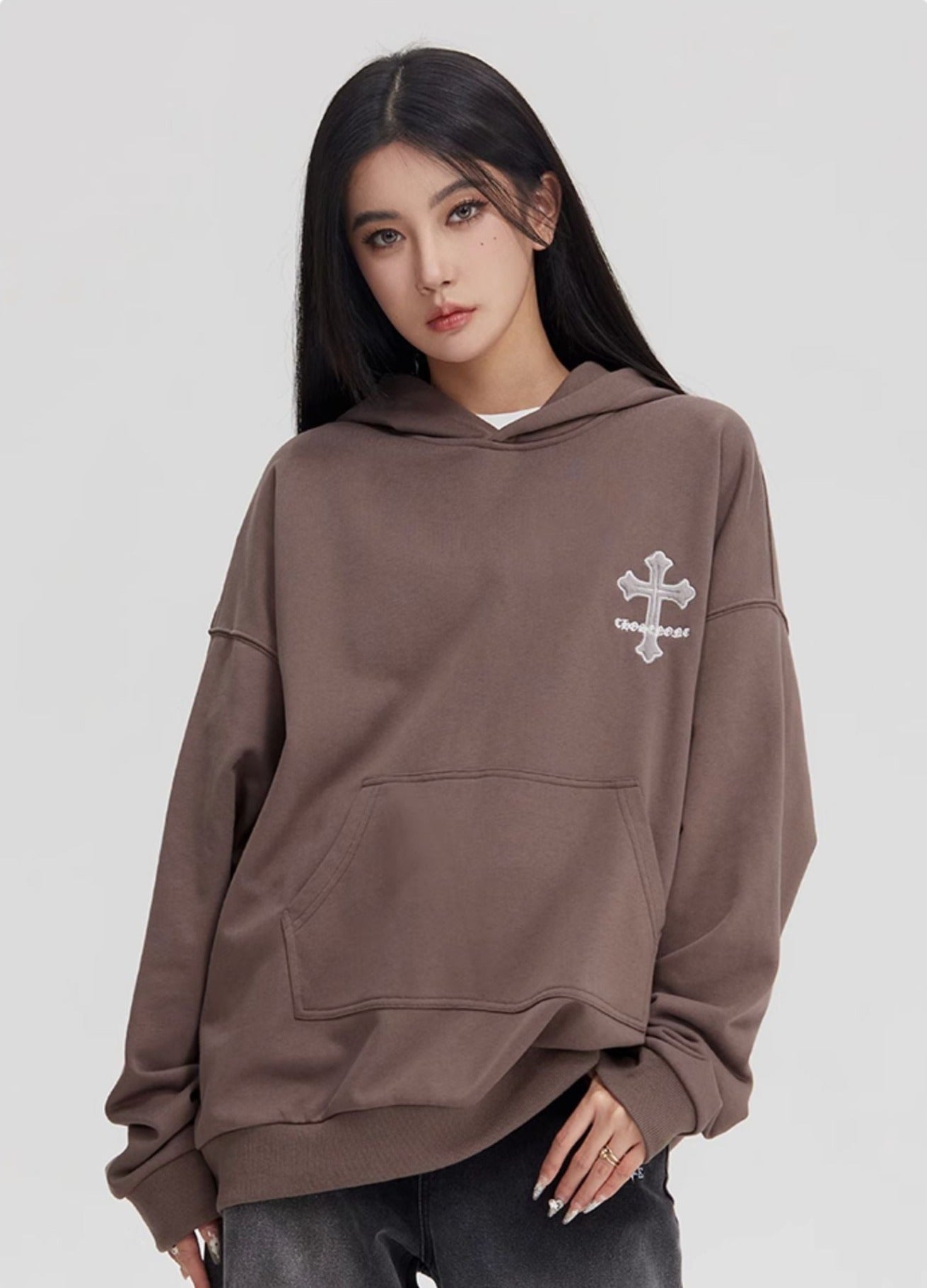 Retro Cross Puff Print Hoodie