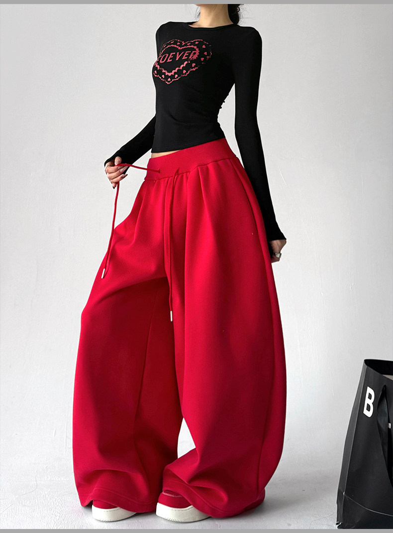 Oversized Fleece-Lined Straight-Leg Sweatpants