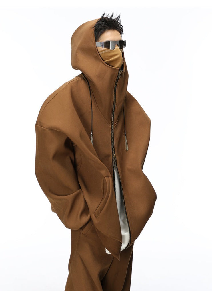 Futuristic Double Zip Hooded Jacket