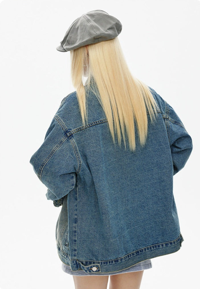 CATTEE Vintage Distressed Denim Jacket