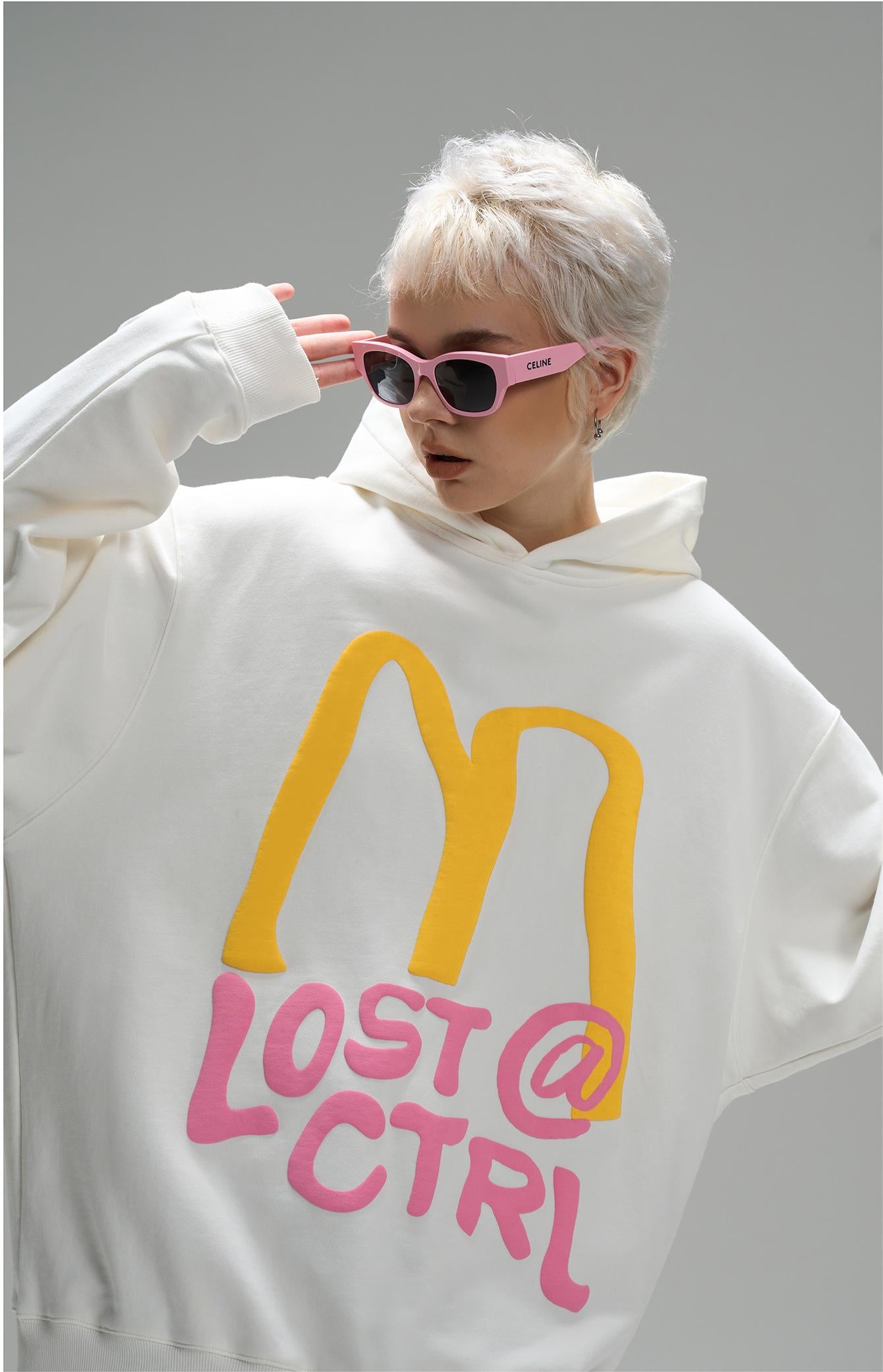 LOSTCTRL M Letter Puff Print Hoodie