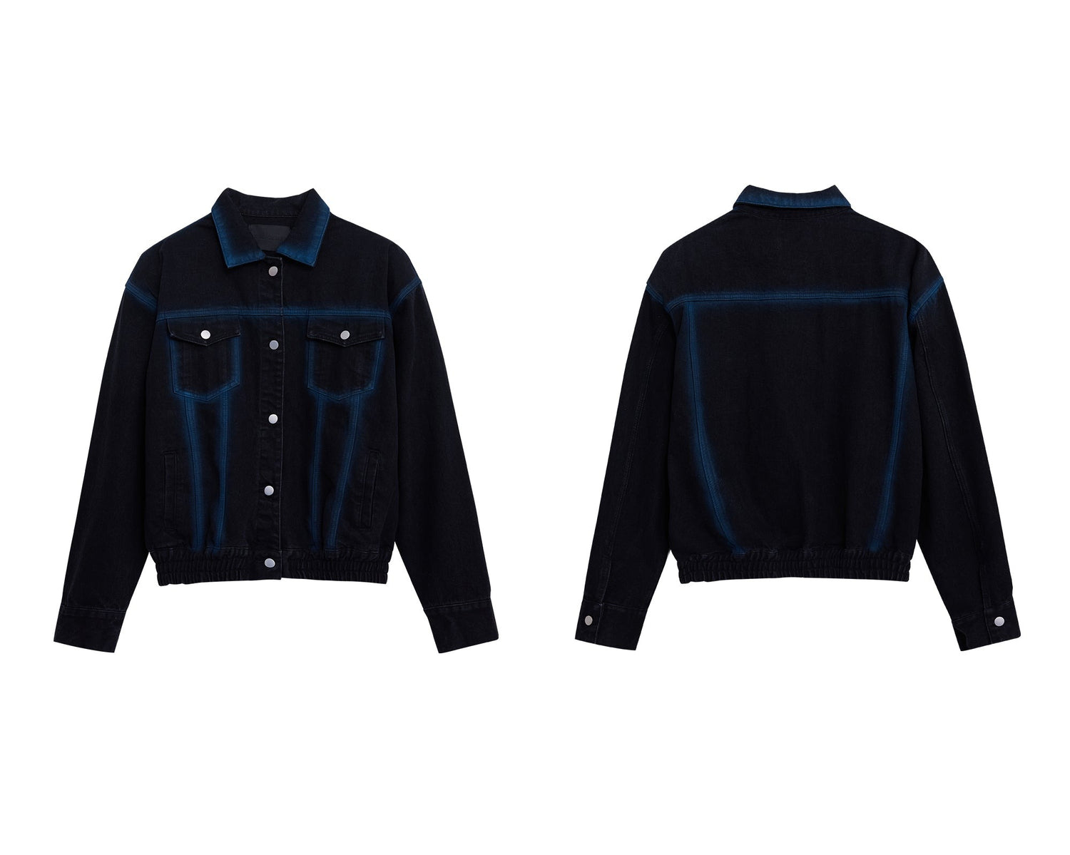 Washed Spray-Paint Gradient Denim Jacket