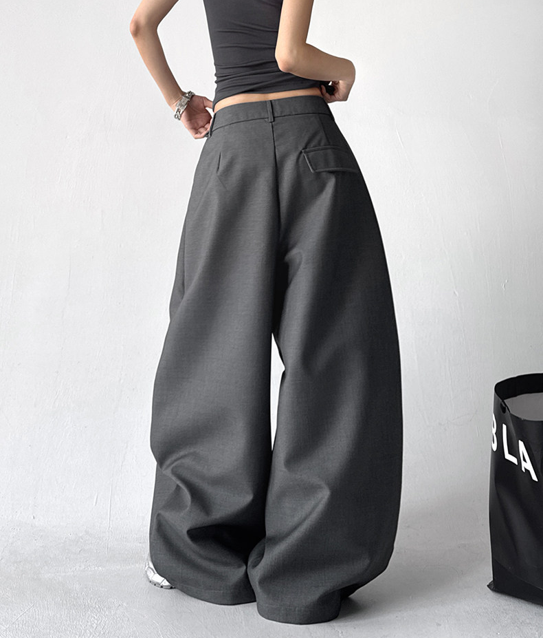 Draped Fit Pleated Wide Leg Trousers