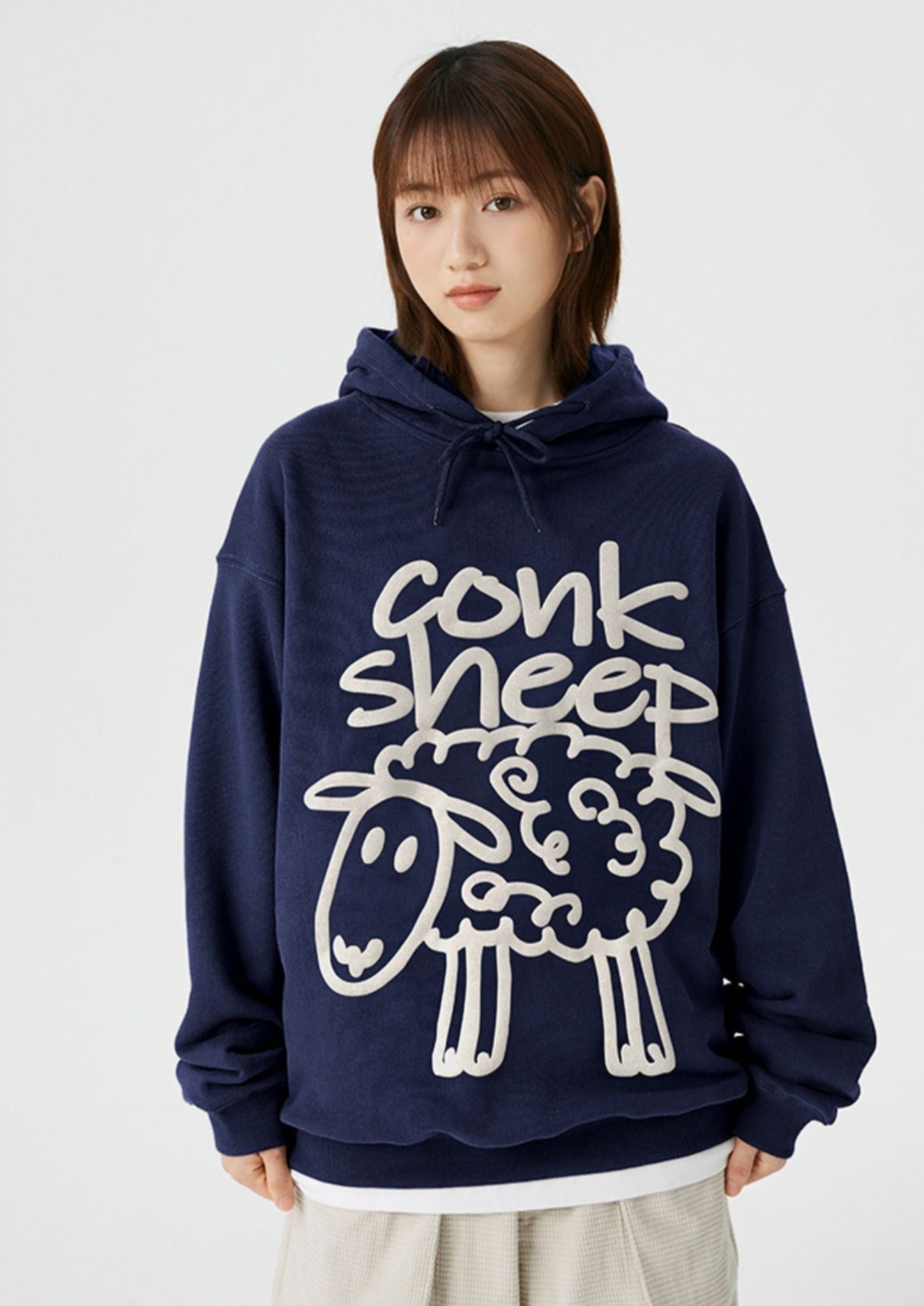 Sheep Puff Print Hoodie