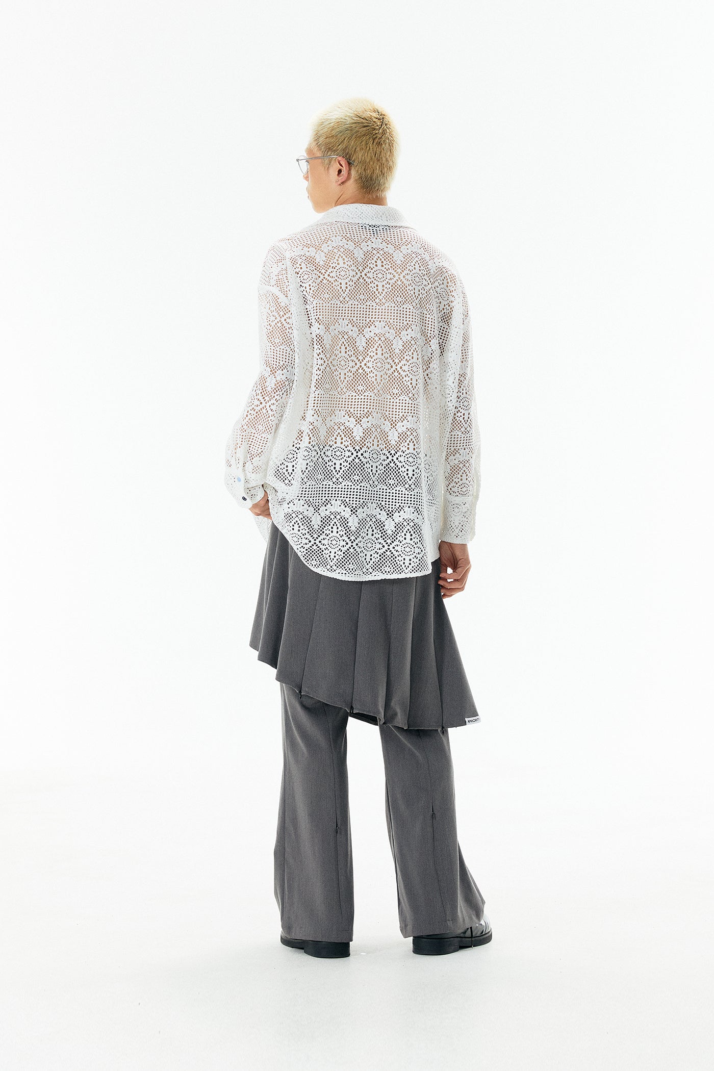 Ripple Lace Hollow-Out White Shirt