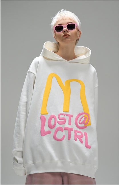 LOSTCTRL M Letter Puff Print Hoodie