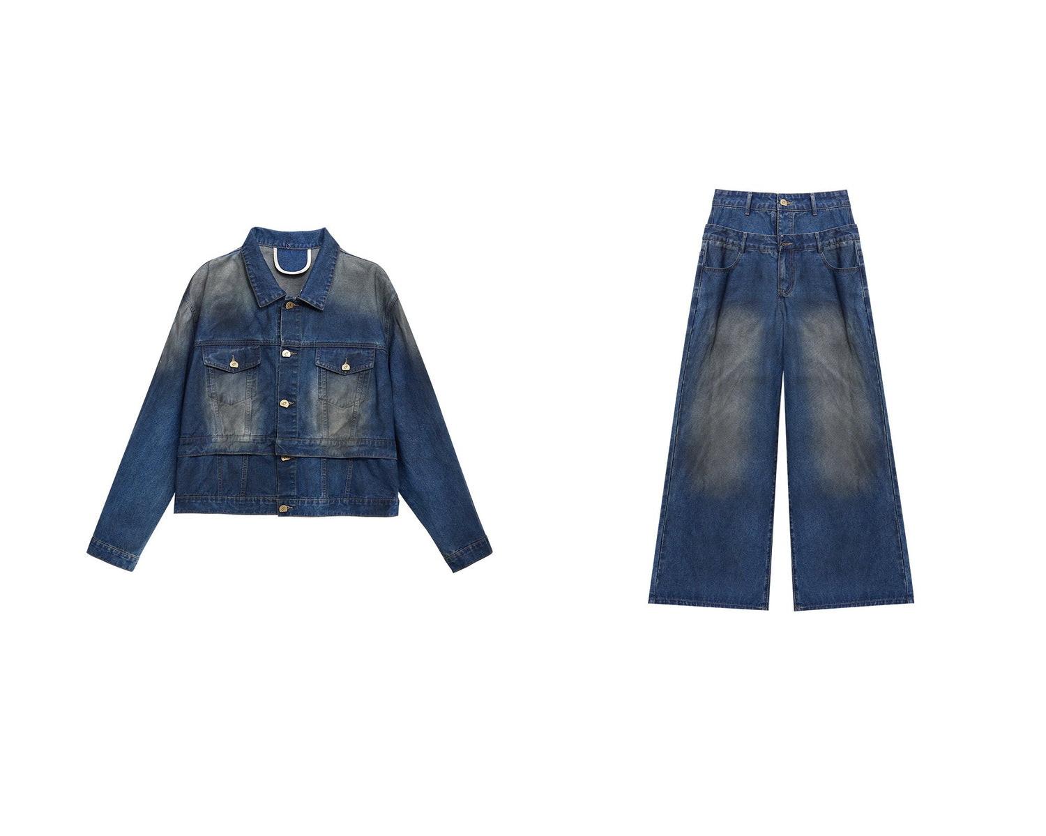 Deconstructed Double-Layer Denim Jacket