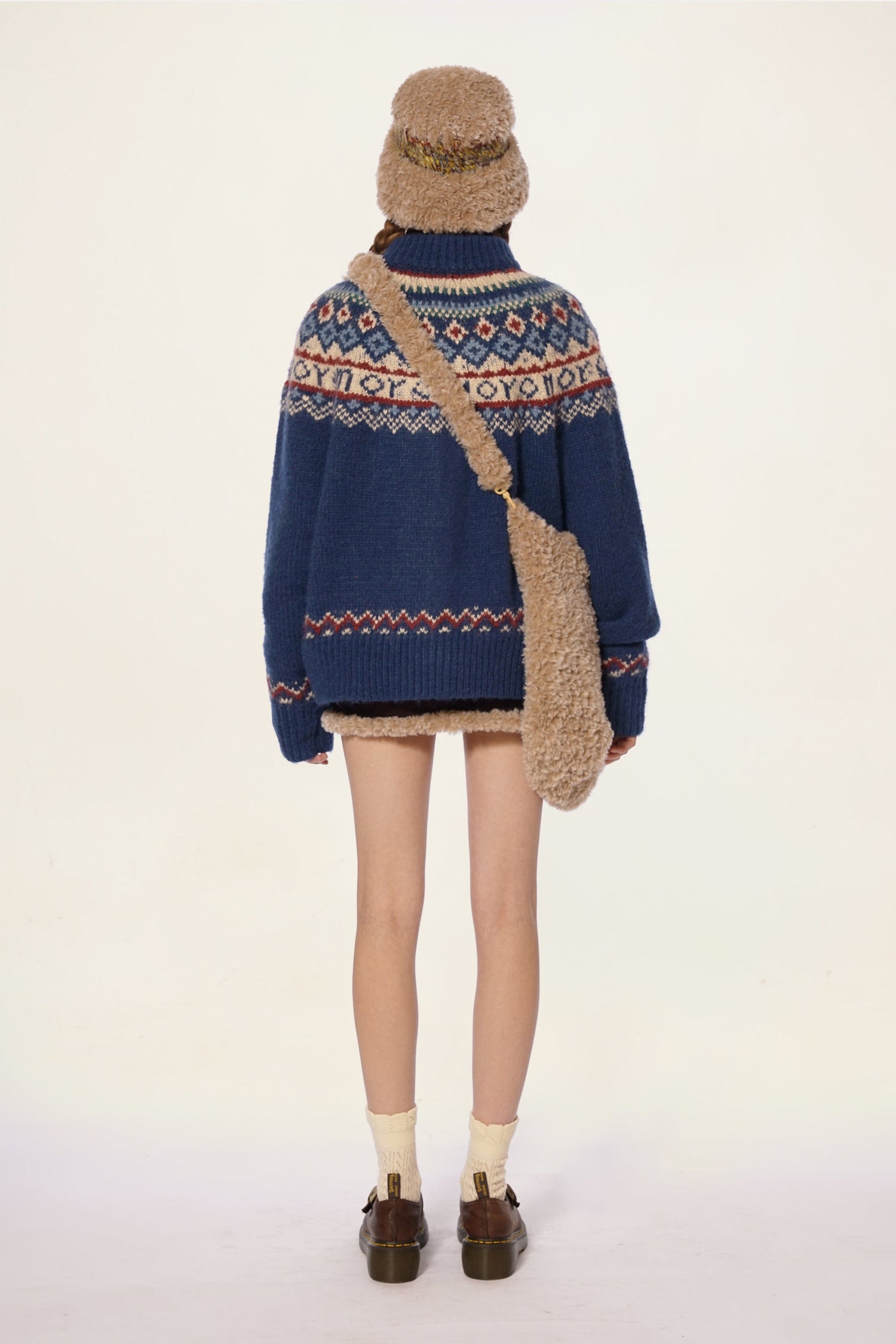 Vintage Turtleneck Fair Isle Knit Cardigan Sweater