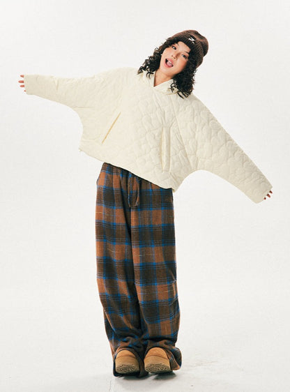 Retro Cozy Plaid Wide Leg Pants