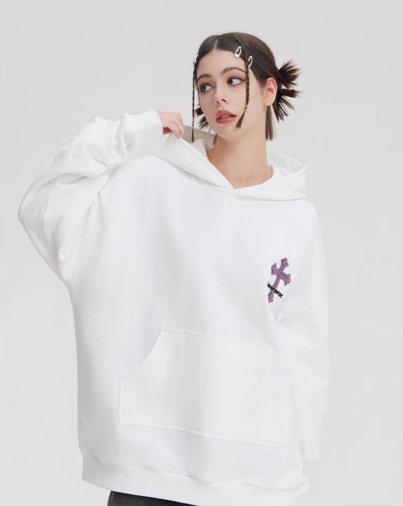 Retro Cross Puff Print Hoodie