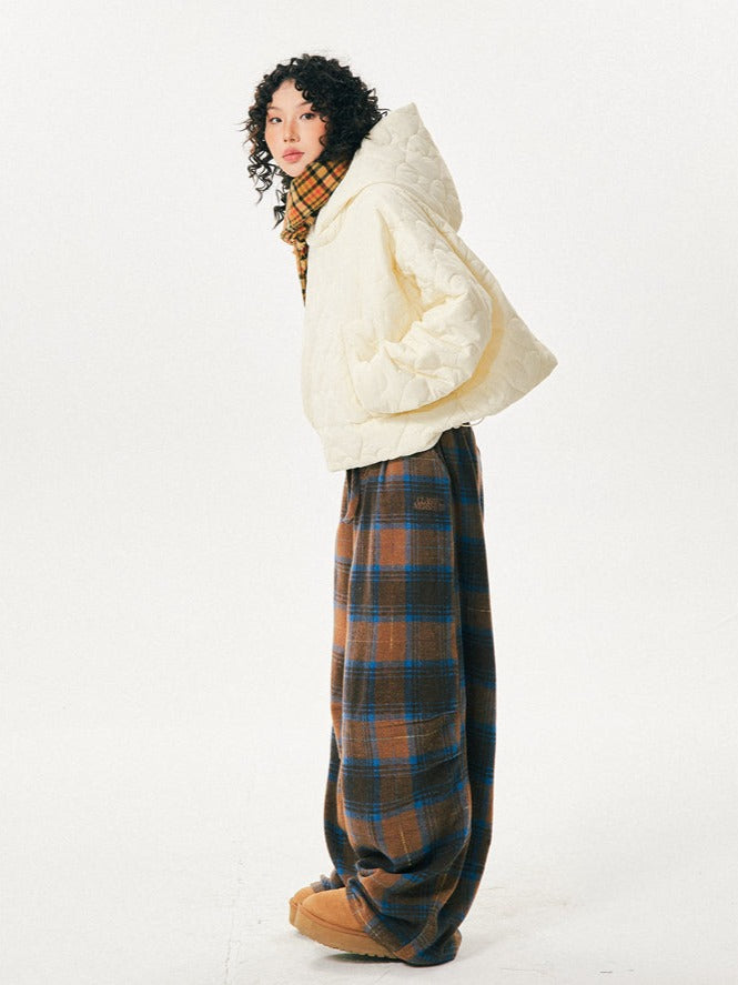 Retro Cozy Plaid Wide Leg Pants