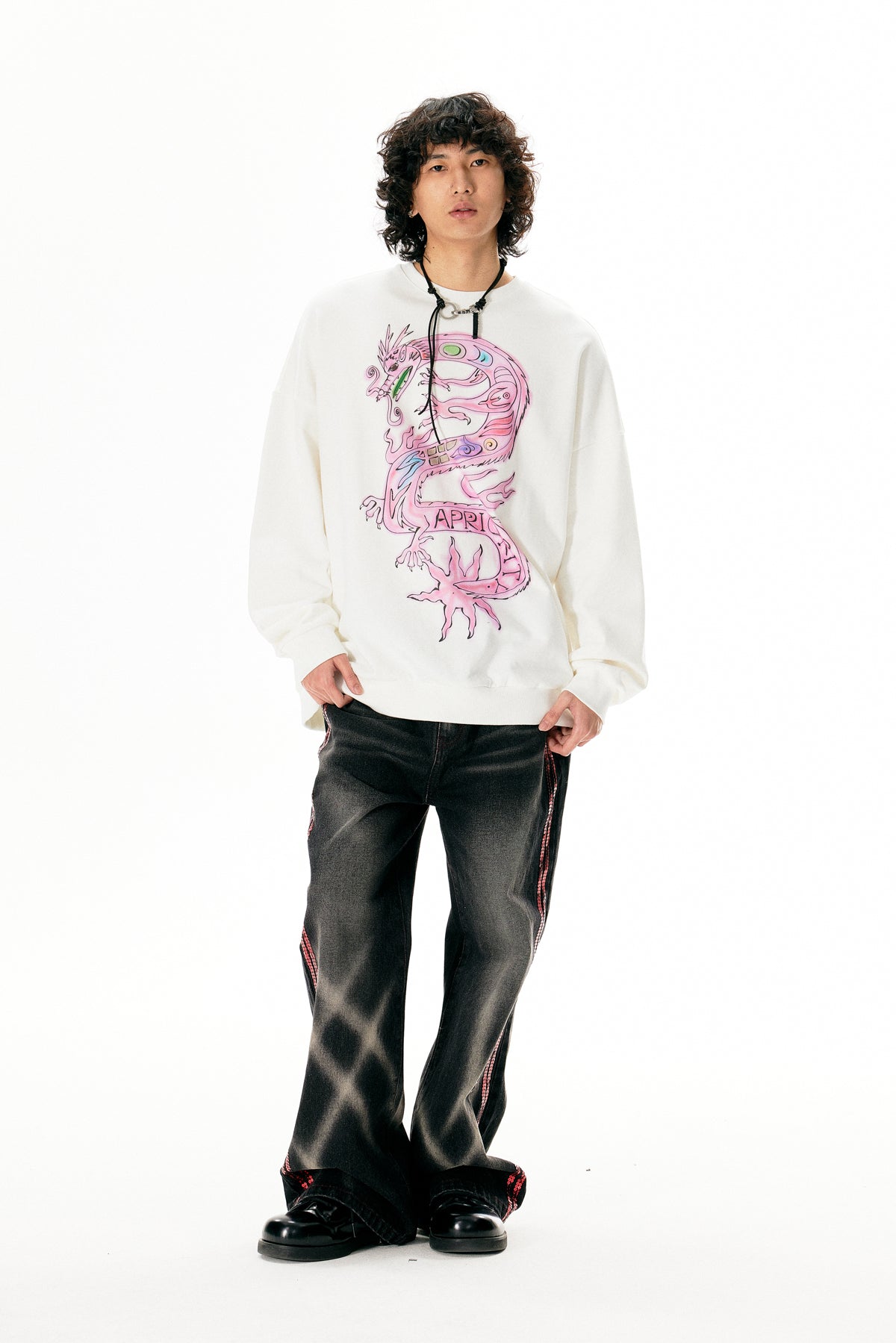 Cartoon Loong Print Sweatshirt