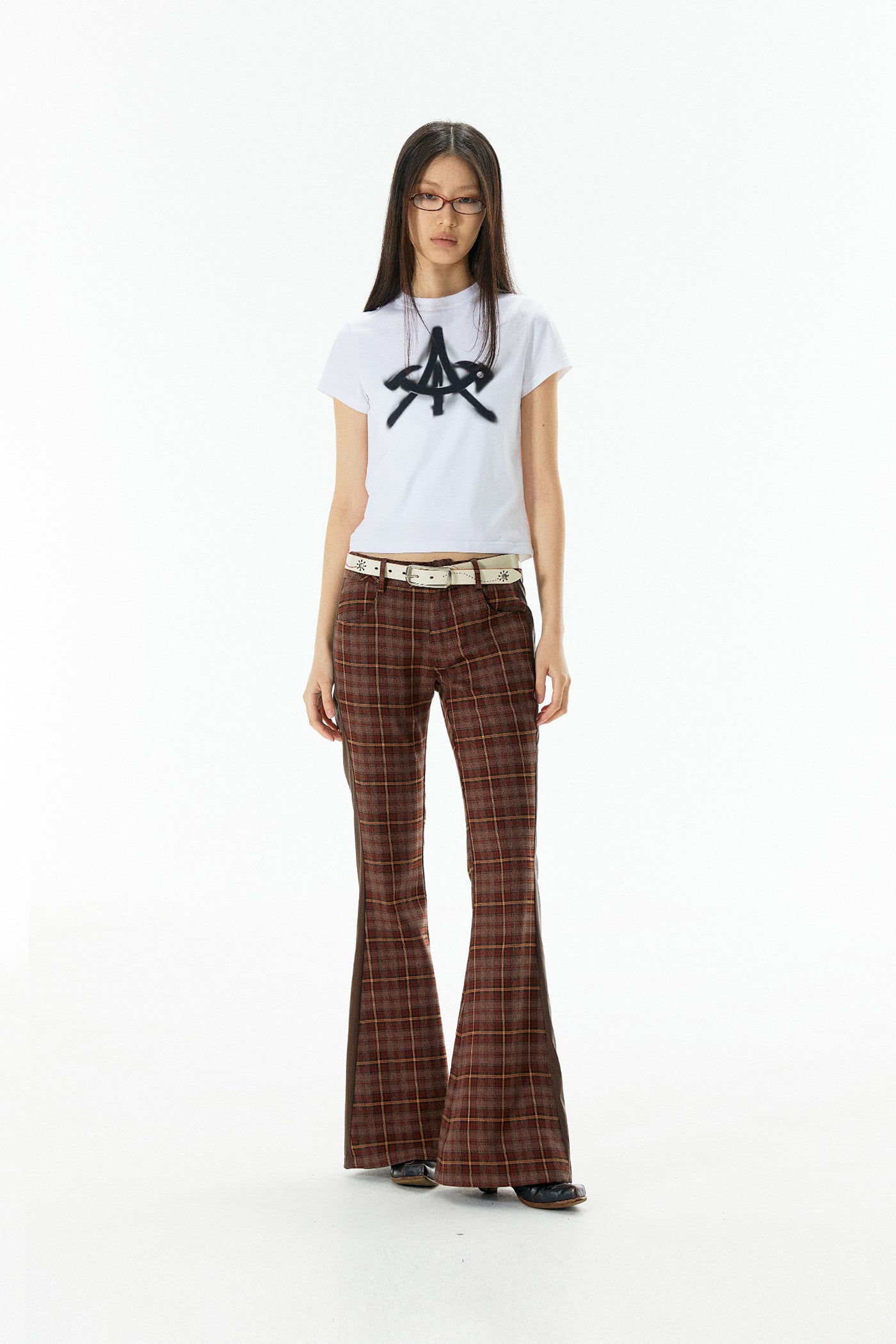 Plaid Flared Pants