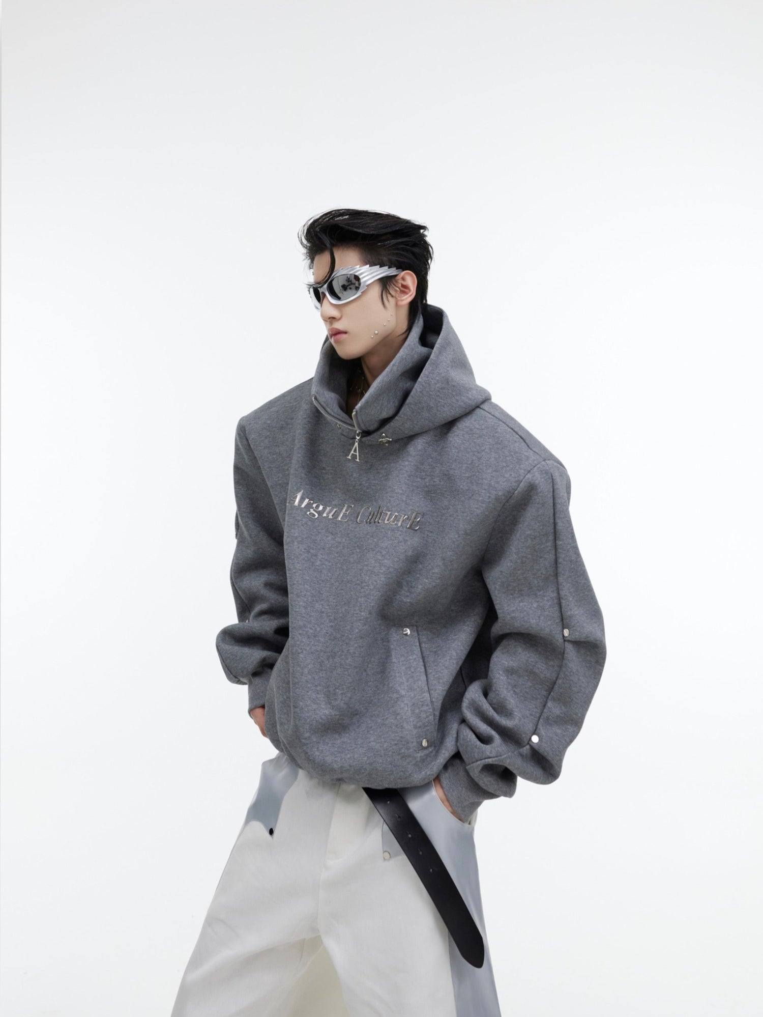 ArguE CulturE Sequined Double-Layer Metal Button Hoodie