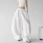 Linen-Blend Wide Leg Pants - CT66119