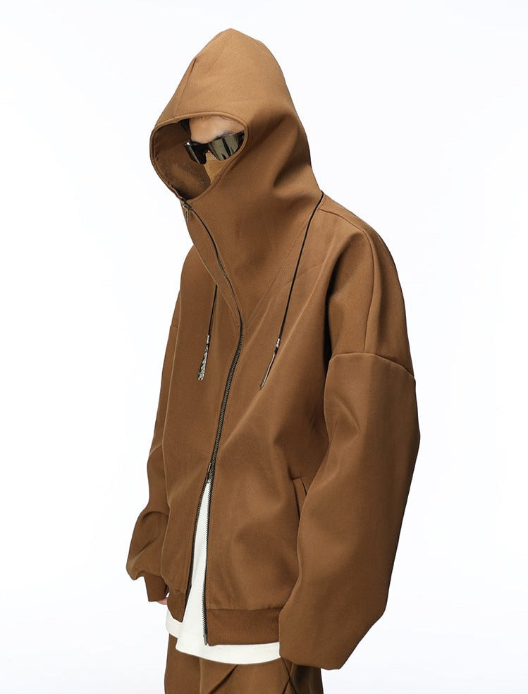 Futuristic Double Zip Hooded Jacket