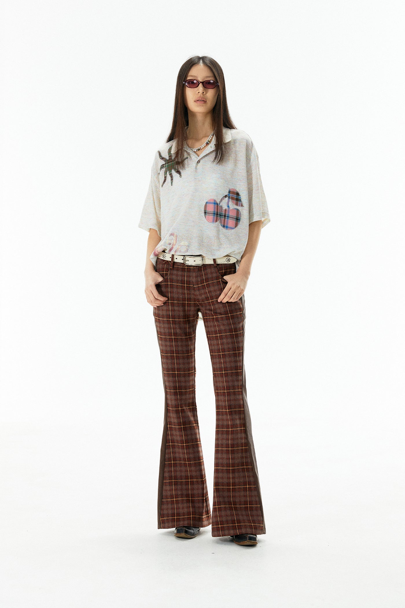 Plaid Flared Pants