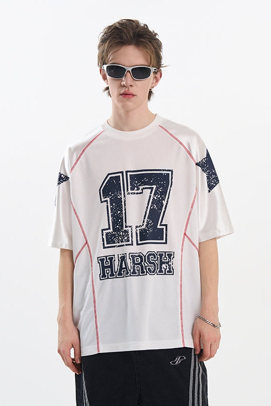 Mesh Panel Raglan Sleeve Boxing Tee