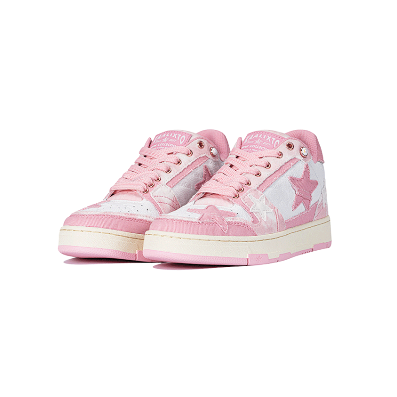 KAALIXTO Pink Denim Star Sneakers