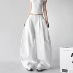 Draped Fit Pleated Wide Leg Trousers