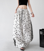 Polka Dot Side Stripe Wide Leg Pants - CT66177