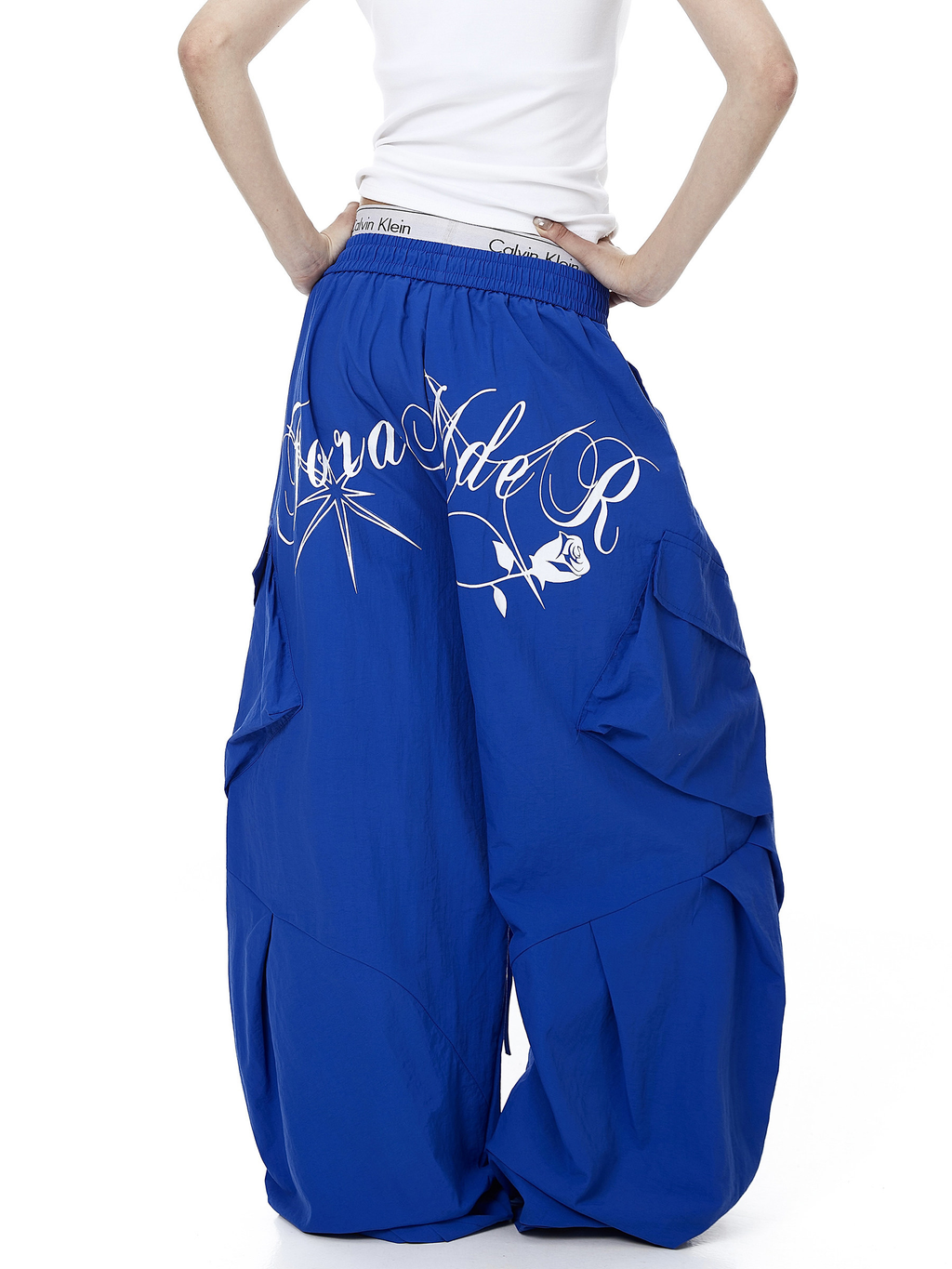 Letter Print Parachute Cargo Pants
